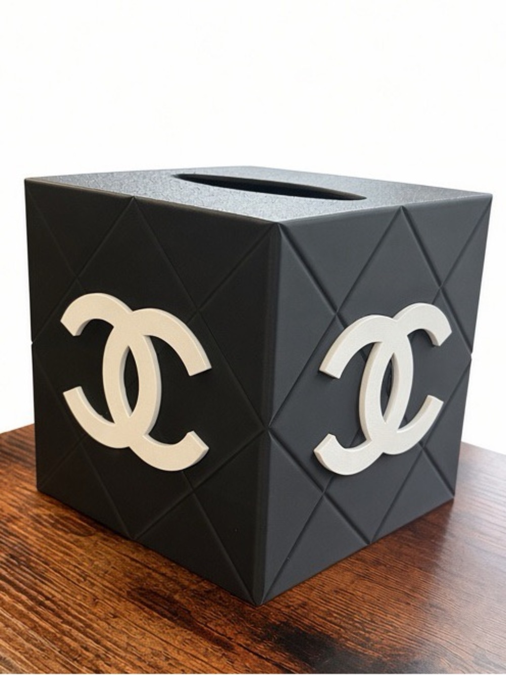 Luxury Geometric Tissue Box Cover – Elegant Black & Cream 3D Printed Tissue Hold